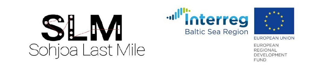 Sohjoa Last Mile logo, Interreg Baltic Sea Region and EU regional development logo