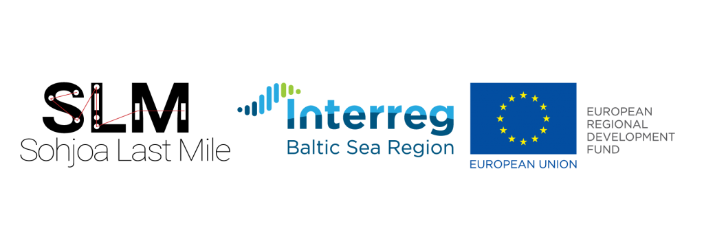 Sohjoa Last Mile logo, Interreg Baltic Sea Region logo, European Union Regional Development Fund logo